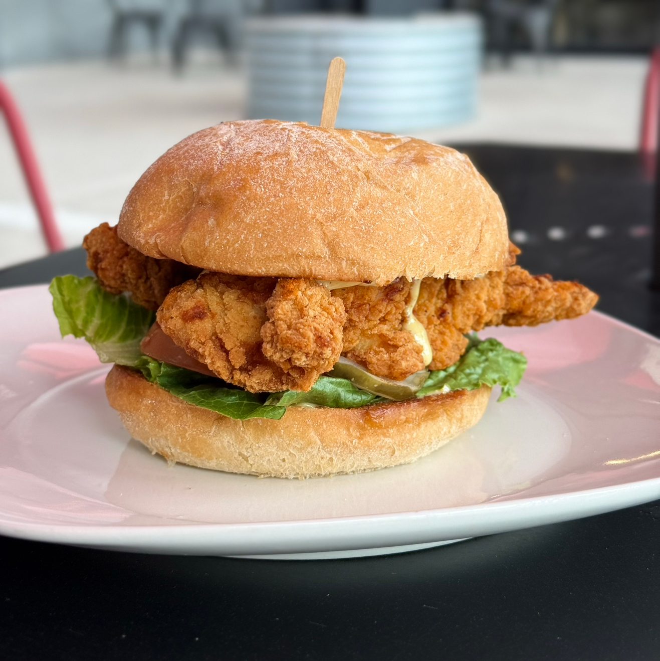 Crispy Chicken Sandwich w/ Fries.